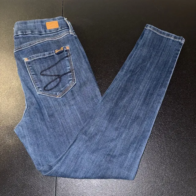 Seven7 High Rise Skinny Jeans Size 8 Blue Denim