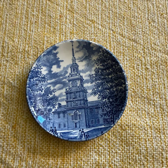 Liberty Blue Historic Colonial Scenes Independence Hall Saucer