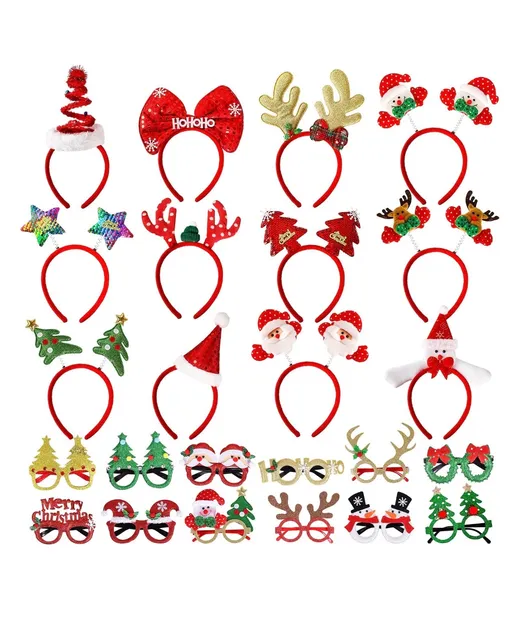 Max Fun 24 Pieces Christmas Glasses And Headband Set