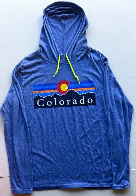 Blue Unisex Adults M Colorado Graphic Print Pullover Hoodie Long Sleeve