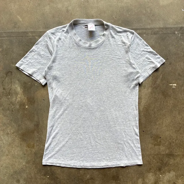 1980’s Jerzees Vintage Tee Size M Heather Gray Made In USA Single Stitch