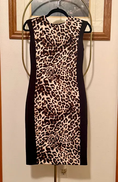 Vince Camuto Leopard Print Sheath Dress Size 2