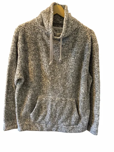 Express Faux Fur Sherpa Hoodie Size M Gray Fleece Pullover