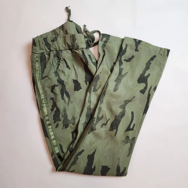 ​Made in Italy Camo Pants One Size Olive Green Military Streetwear Y2K Grunge