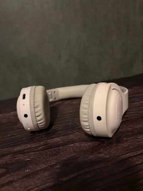 Cream Beige Foldable Headphones