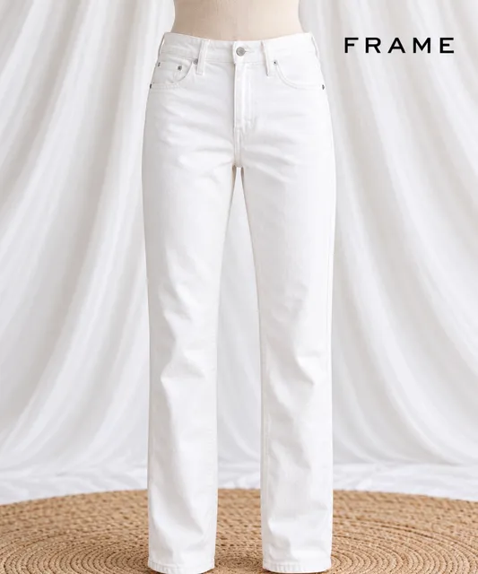FRAME Le Garçon Blanc White Slim Boyfriend Straight Jeans 29 LGJ009