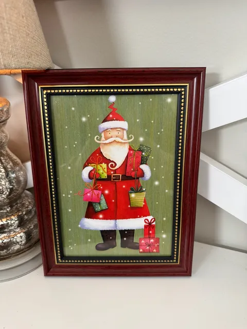 Framed Santa Claus Christmas Art Decor