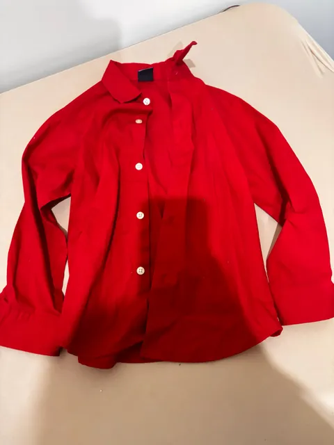 Red Long Sleeve Button Down Shirt Size 8