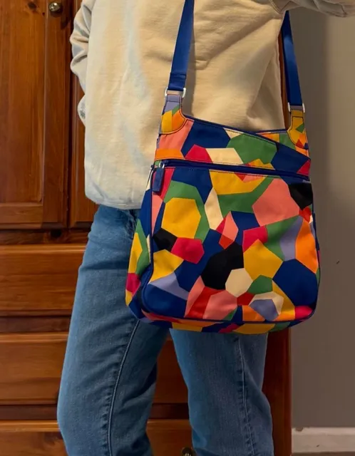 Vera Bradley Triple Zip Hipster Crossbody Bag Colorful Geometric Pop Art