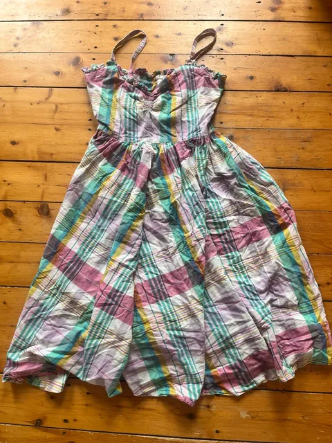 Polo Ralph Lauren Plaid Sundress with Ruffles Size 6 Multi Color 100% Cotton