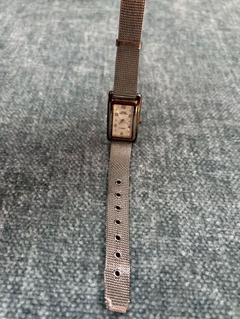 Jones New York Classic Watch Rectangular White Dial Mesh Strap Working