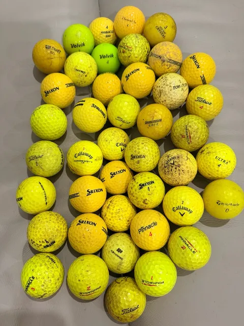 Mixed Brands Assorted Yellow Golf Balls Lot Of 42 Used Good-Fair Srixon Callaway