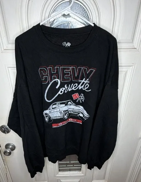 Chevrolet Corvette Sweatshirt Size XXL Black Sting Ray Graphic Crewneck