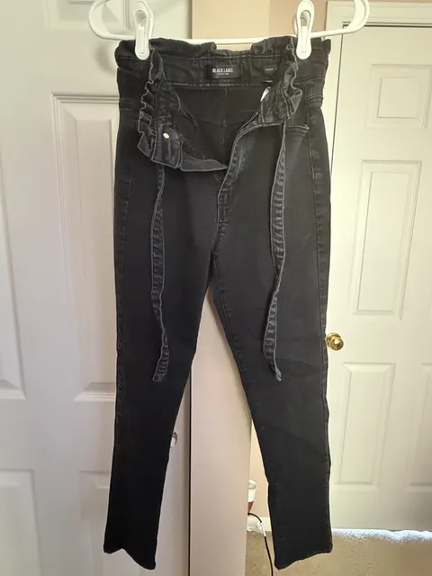 Black Label C'est Moi Paperbag Waist Jeans Size 9 Black Denim