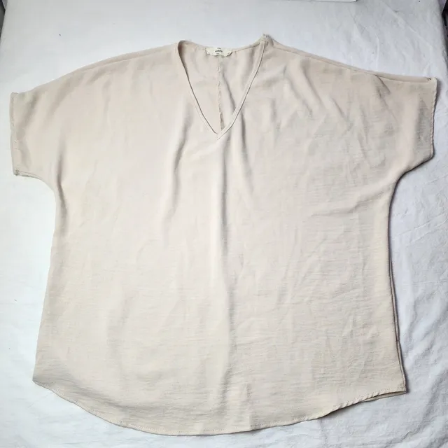 Entro V-Neck Short Sleeve Top Cream 2XL