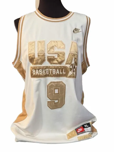Nike Michael Jordan 9 USA Dream Team Jersey Size XL White Gold