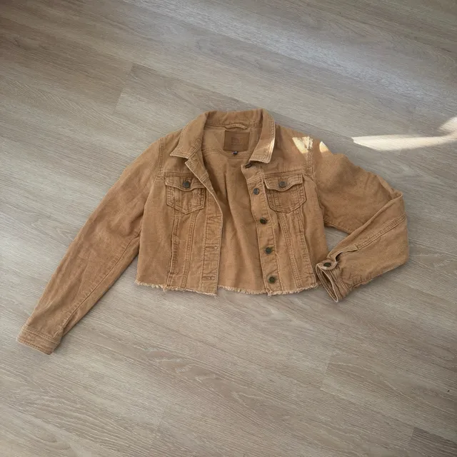 BBJ Los Angeles Corduroy Jacket Size M Brown Cropped Raw Hem