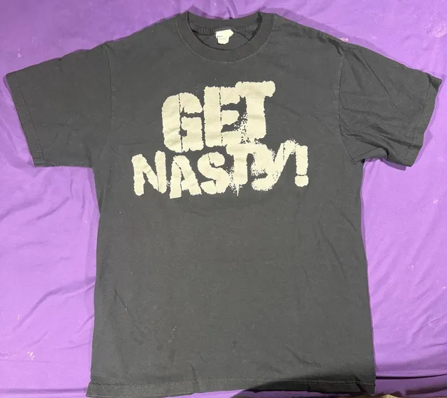 Jerzees Get Nasty T-Shirt Size M Black Graphic Tee