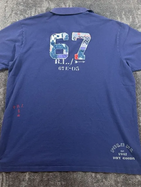 Vintage Polo Ralph Lauren Polo Shirt Size 3XLT Navy Patchwork Big Pony 67E-05