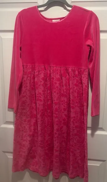 Hanna Andersson Velvet Dress Size 150 Pink Floral Long Sleeve