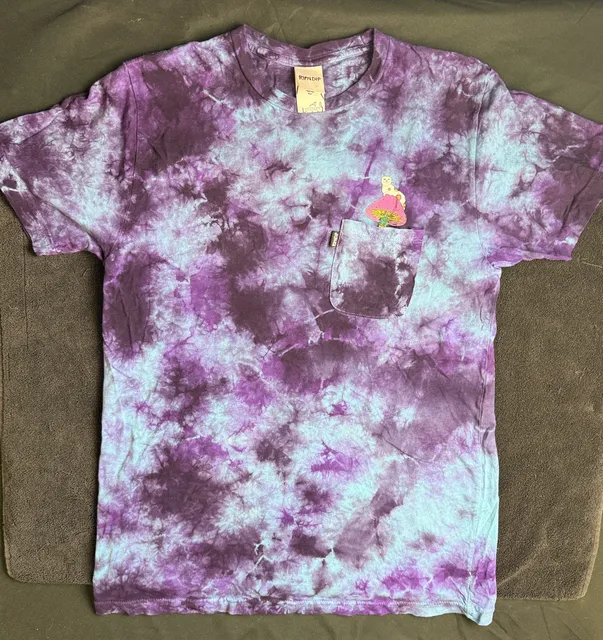 RIPNDIP Psychedelic Nermal Pocket T-Shirt Size Medium Purple Tie Dye Tee