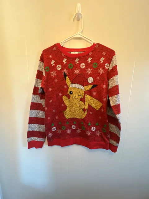 Pokemon Pikachu Christmas Ugly Sweater Size XL Red Pullover