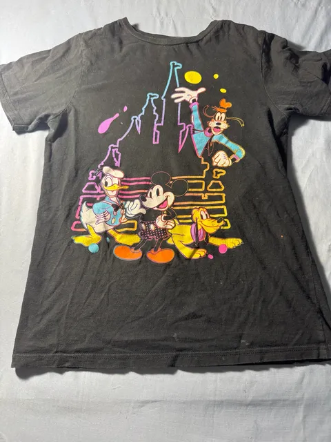 Youth Disney Mickey Mouse & Friends Neon Castle T-Shirt Size XL 14 Black