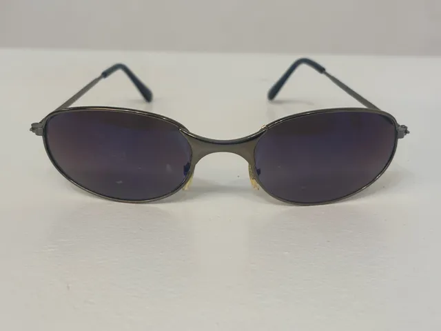 Vintage “Oakley style” Sunglasses Pewter Frame Black Lenses