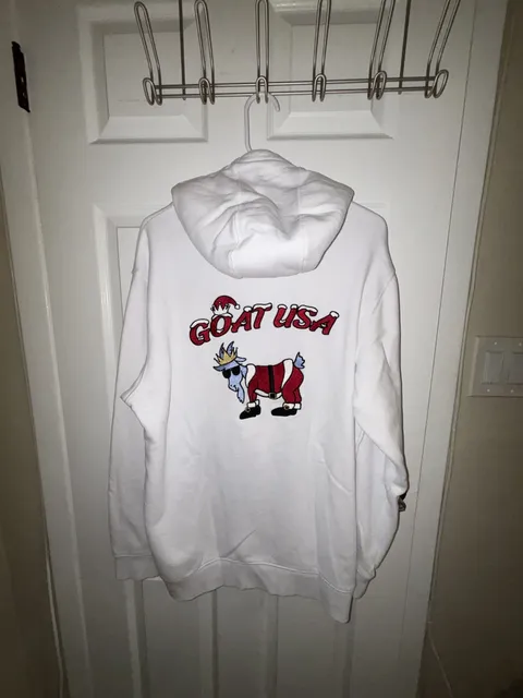 Goat USA Hoodie White Santa Graphic Pullover XL