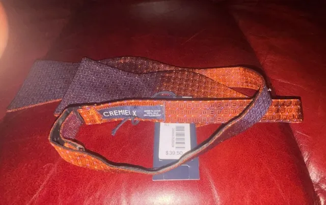 Daniel Cremieux Bow Tie Size All Orange Silk Geometric Pattern