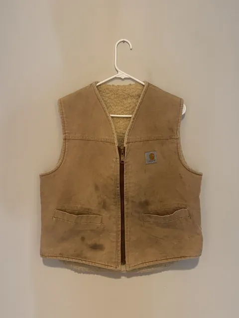 Carhartt Duck Sherpa Lined Vest Brown Canvas Workwear