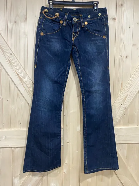 True Religion Flare Denim Jeans Dark Wash Blue