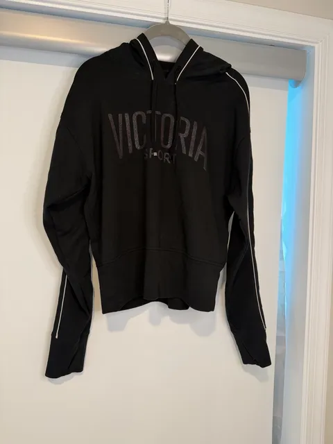 Victoria Sport Black Hoodie With Piping