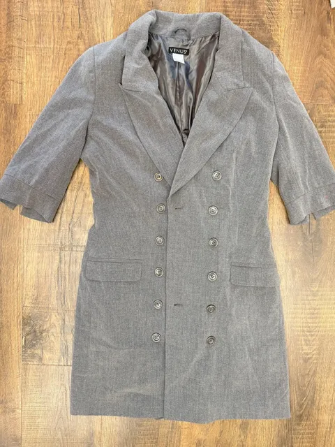 Venus Double Breasted Blazer Coat Size 8 Gray