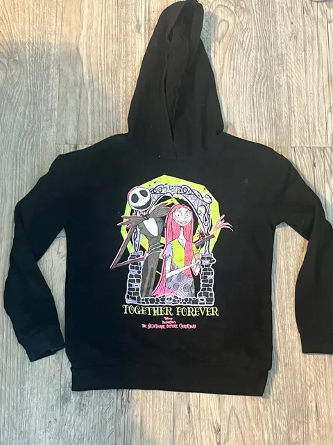 girls Disney The Nightmare Before Christmas Hoodie Size M 7-8 Black Graphic