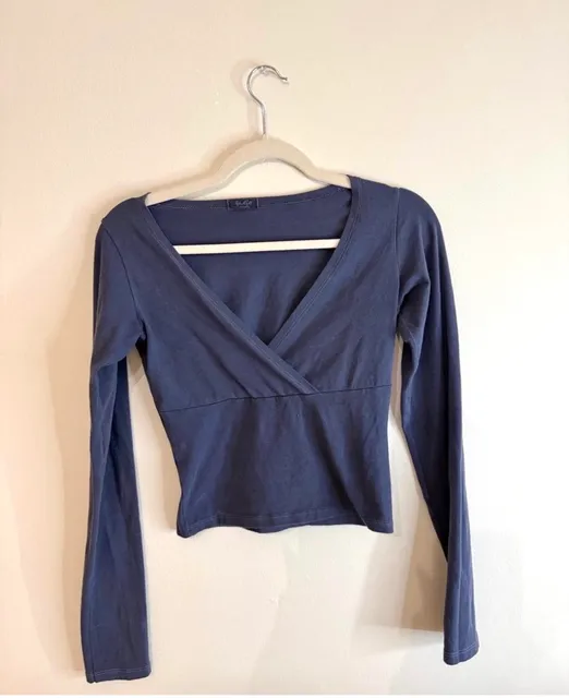 Brandy Melville Navy Blue Amara Long Sleeve Top