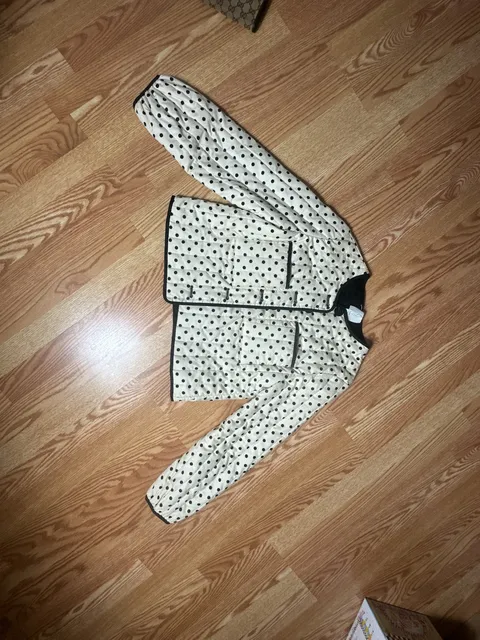 Joie Quilted Jacket Size S/P Polka Dot Ivory Black