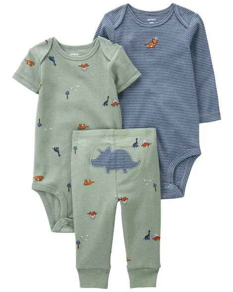 Carter's 3pc Baby Boys Dinosaur Bodysuits & Pants Set Newborn