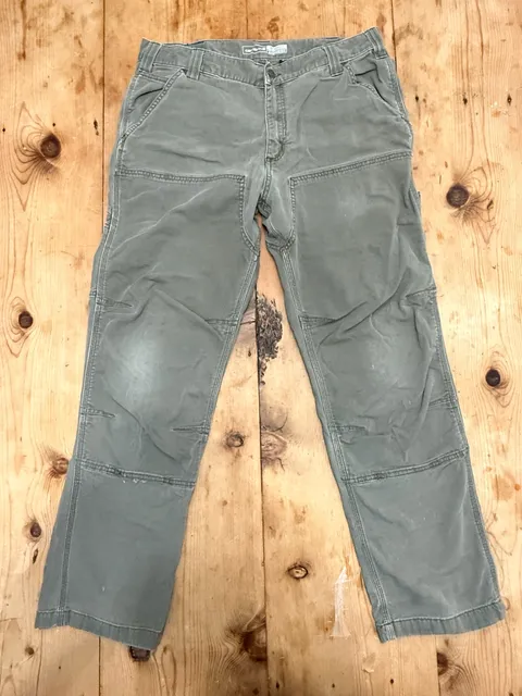 Carhartt Distressed Relaxed Fit Rigby Double Knee Work Pants Olive Green 36x32
