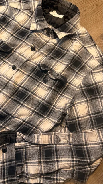 Field & Stream Plaid Flannel Shirt Size M Black White Cotton Lined