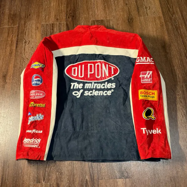 Vintage Wilsons Leather Suede Chase Authentics DuPont Racing Jacket size XL