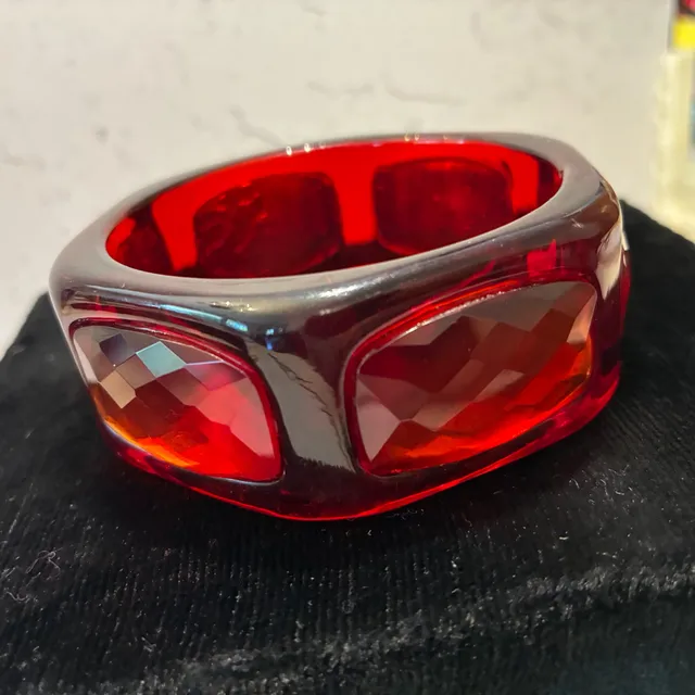 Red Faceted Resin Statement Bangle Bracelet