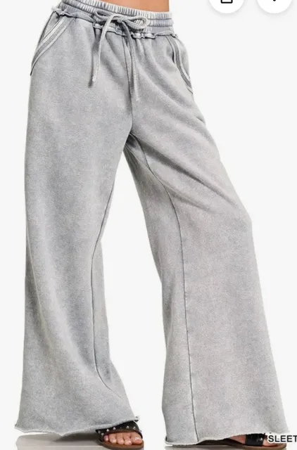 Sleet Acid Wash Fleece Palazzo Sweatpants – ,