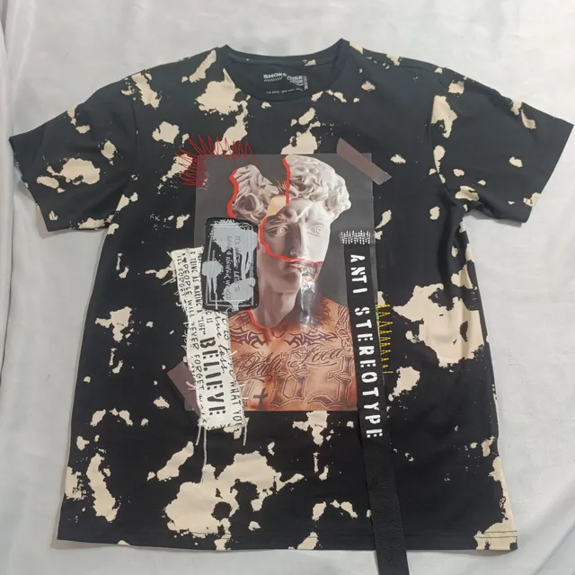 Smoke Rise Anti Stereotype Graphic T Shirt Mens Large Bleach Splatter Streetwear