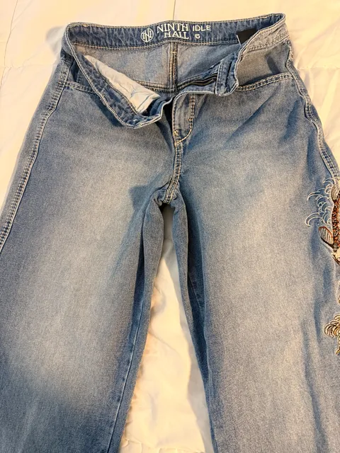 Ninth Hall Jeans Size 6 Light Wash Embroidered Y2K