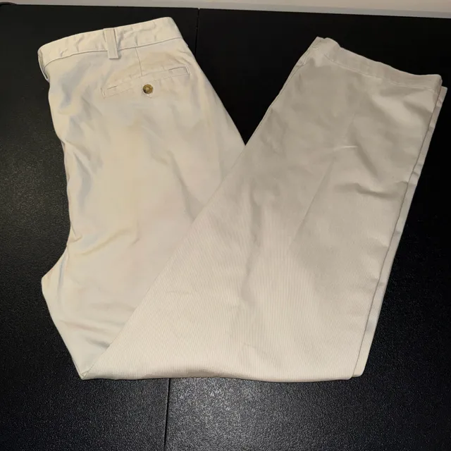 100% Cotton Orvis Pleated Chino Pants 38x32 Beige 