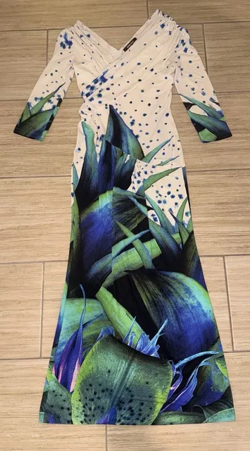 Roberto Cavalli Floral Long Sleeve Maxi Dress small