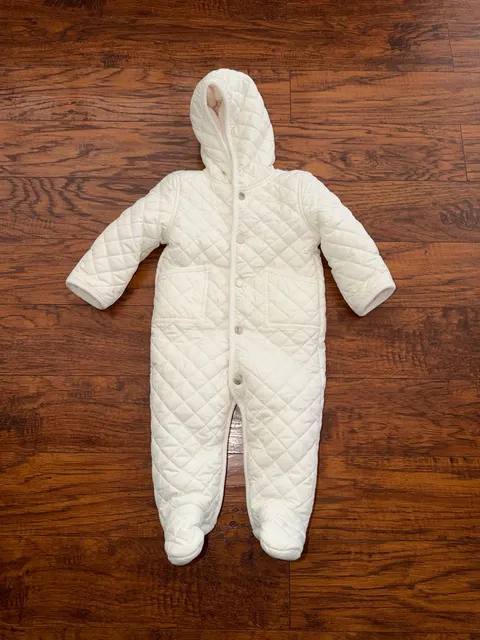 Ralph Lauren Quilted Bunting 9M White Snowsuit Hooded