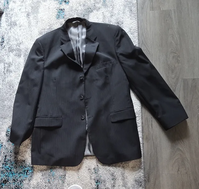 J. Ferrar Pinstripe Wool Blazer Suit Jacket Black