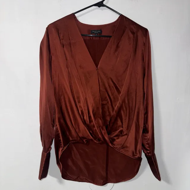 Rag & Bone Silk Blouse Size S Brown